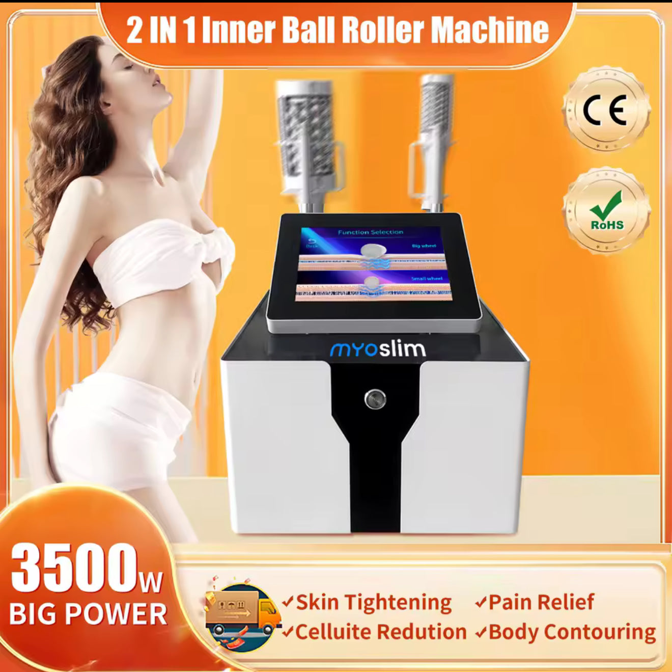 EMSDLS Body Shaping Roller HI-EMT Internal Dual-Tech Ball for Slimming Cellulite Reduction and Tightening the Whole Body/Face