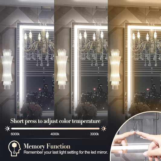 LOAAO 24x32 LED Bathroom Mirror with Lights -Anti-Fog , Dimmable Backlit , Front Light