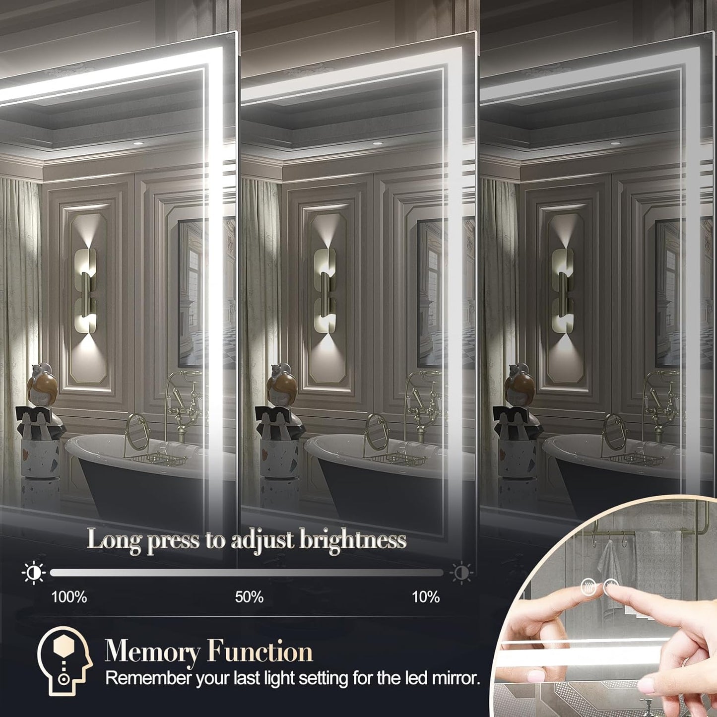 LOAAO 24x32 LED Bathroom Mirror with Lights -Anti-Fog , Dimmable Backlit , Front Light