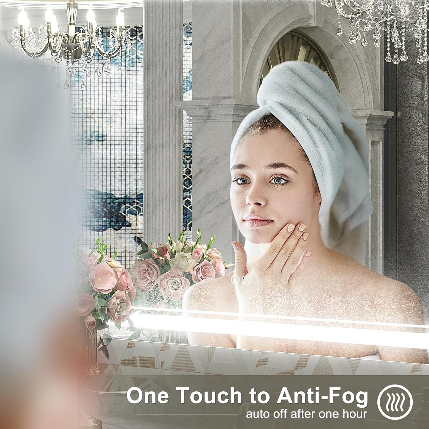 LOAAO 24x32 LED Bathroom Mirror with Lights -Anti-Fog , Dimmable Backlit , Front Light