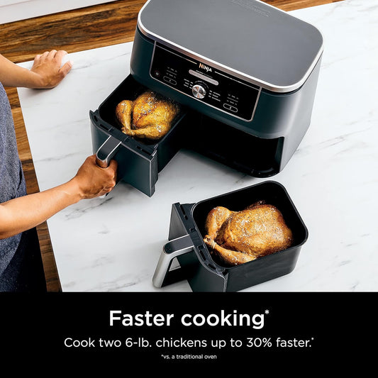 Ninja Foods GZ401 10-Quart 6-in-1 DualZone XL Air Fryer with 2 Independent Baskets (Gray)