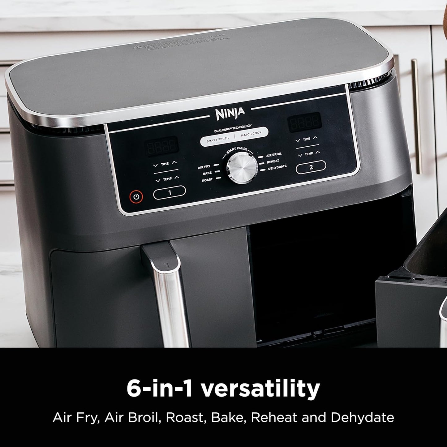 Ninja Foods GZ401 10-Quart 6-in-1 DualZone XL Air Fryer with 2 Independent Baskets (Gray)