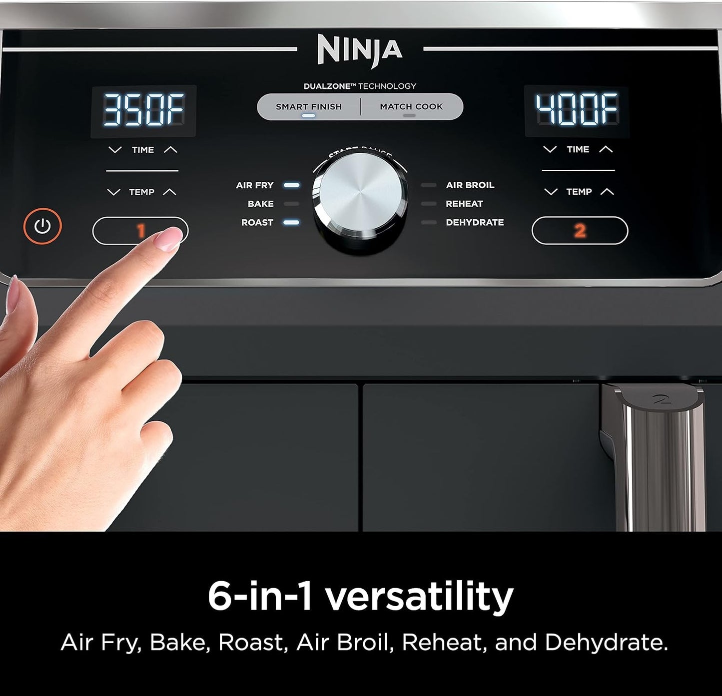 Ninja Foods GZ401 10-Quart 6-in-1 DualZone XL Air Fryer with 2 Independent Baskets (Gray)