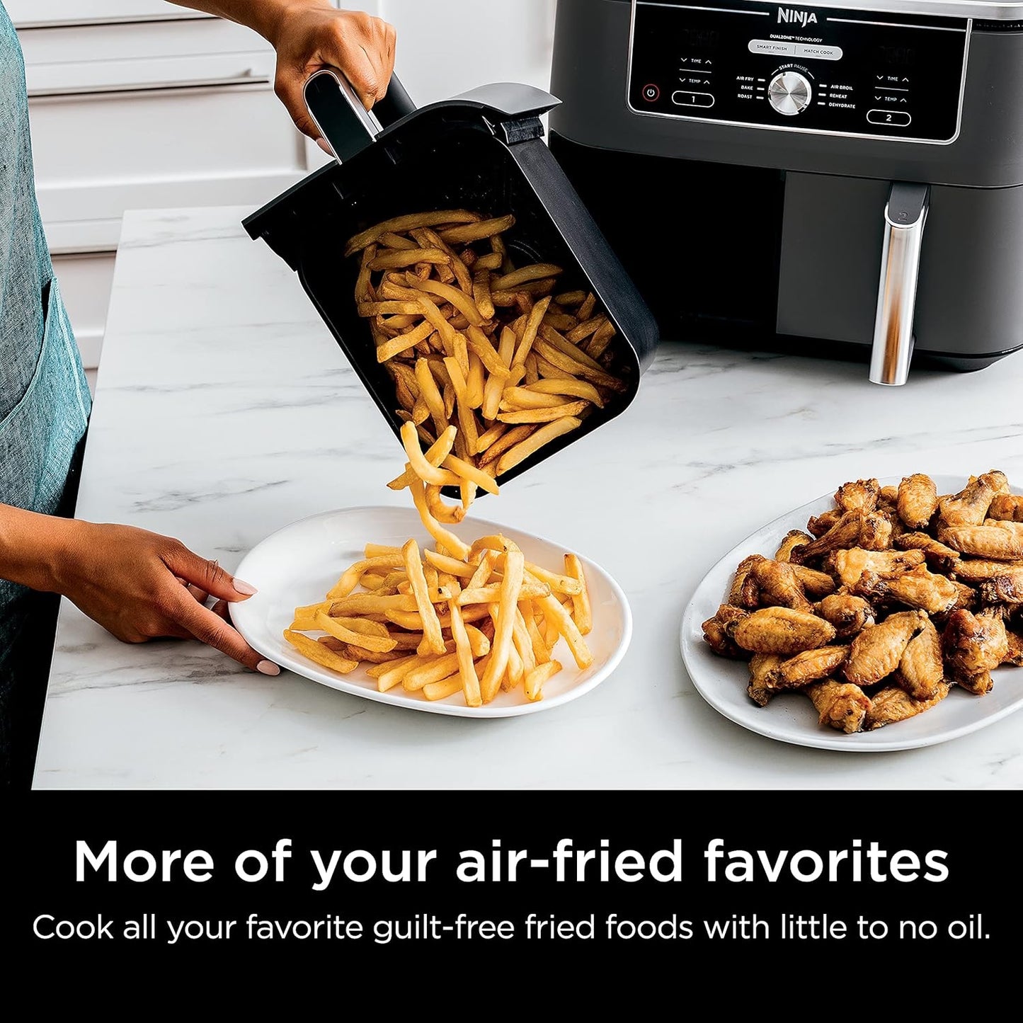 Ninja Foods GZ401 10-Quart 6-in-1 DualZone XL Air Fryer with 2 Independent Baskets (Gray)