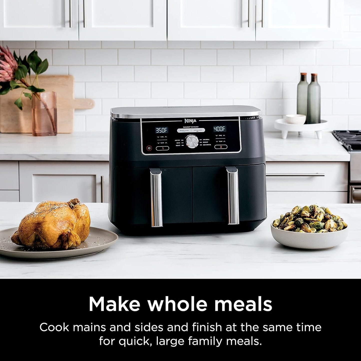 Ninja Foods GZ401 10-Quart 6-in-1 DualZone XL Air Fryer with 2 Independent Baskets (Gray)