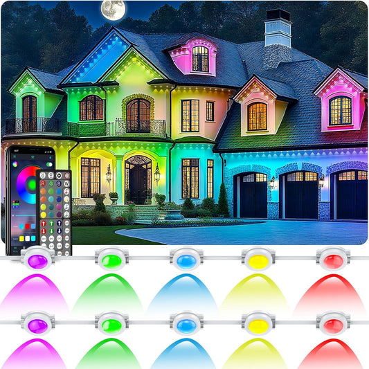CETELUMA 400Ft Permanent Outdoor Lights for House Waterproof, IP67 LED Eave Lights with App/Remote Control, Outdoor Permanent led Lighting for House Roof... Size:400FT