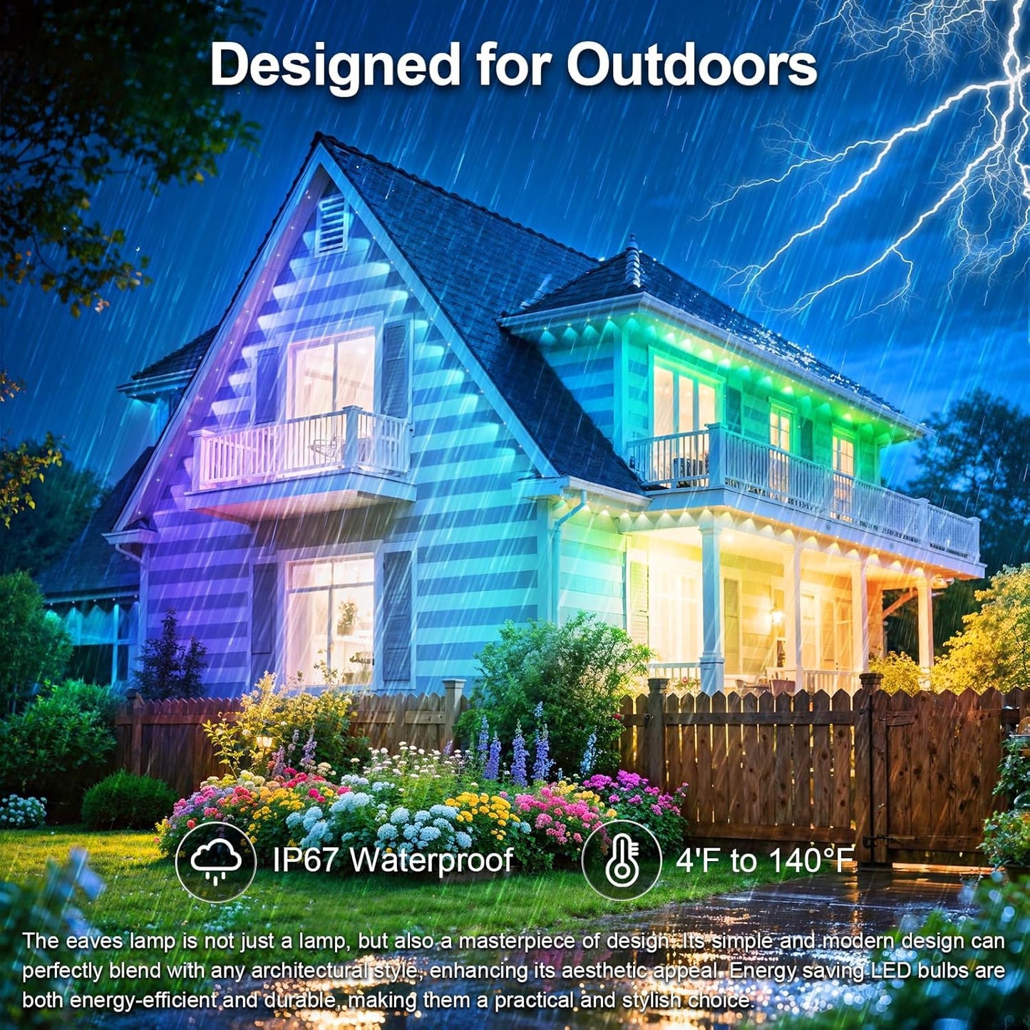 CETELUMA 400Ft Permanent Outdoor Lights for House Waterproof, IP67 LED Eave Lights with App/Remote Control, Outdoor Permanent led Lighting for House Roof... Size:400FT