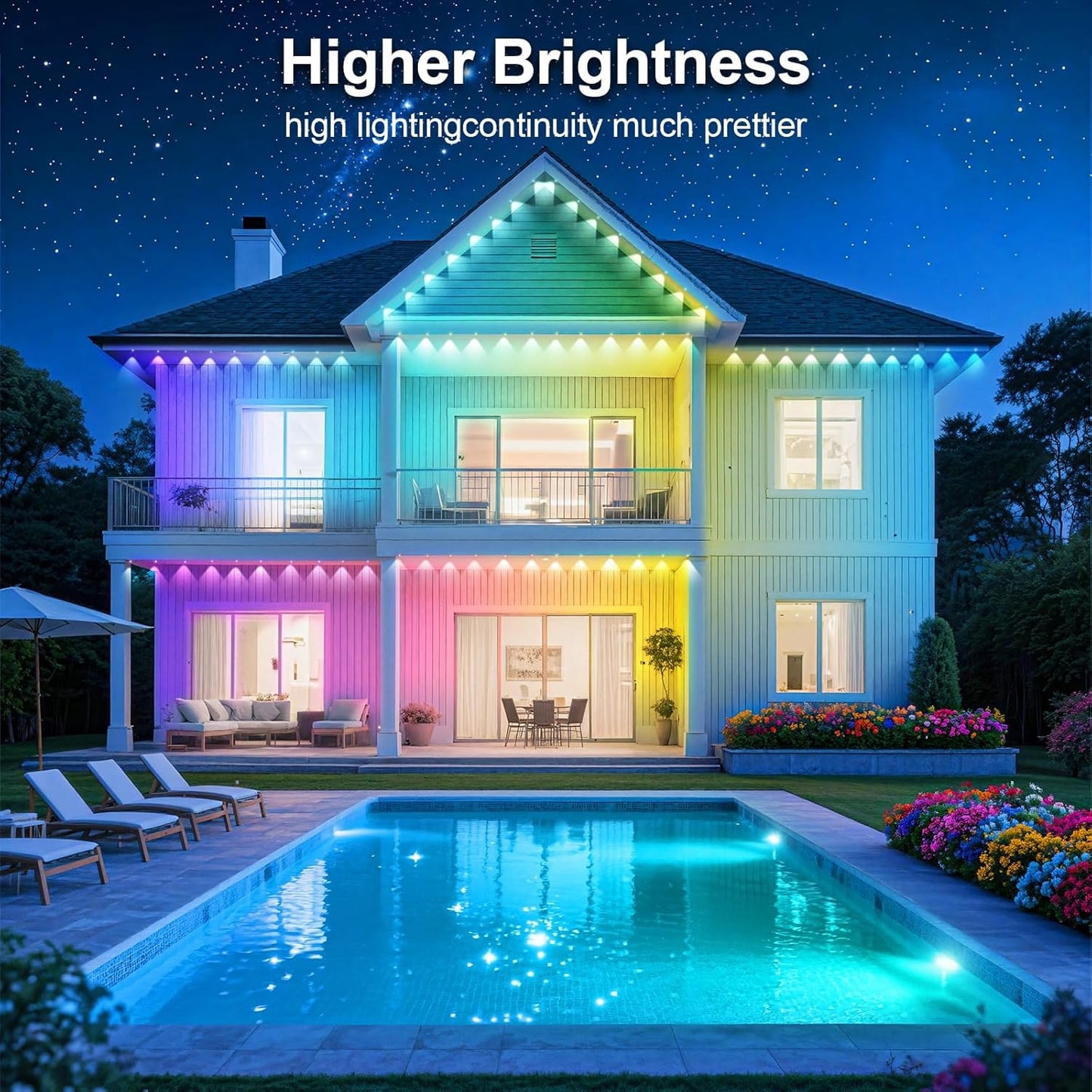 CETELUMA 400Ft Permanent Outdoor Lights for House Waterproof, IP67 LED Eave Lights with App/Remote Control, Outdoor Permanent led Lighting for House Roof... Size:400FT