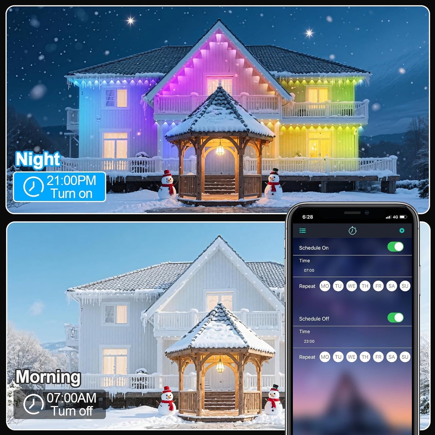 CETELUMA 400Ft Permanent Outdoor Lights for House Waterproof, IP67 LED Eave Lights with App/Remote Control, Outdoor Permanent led Lighting for House Roof... Size:400FT