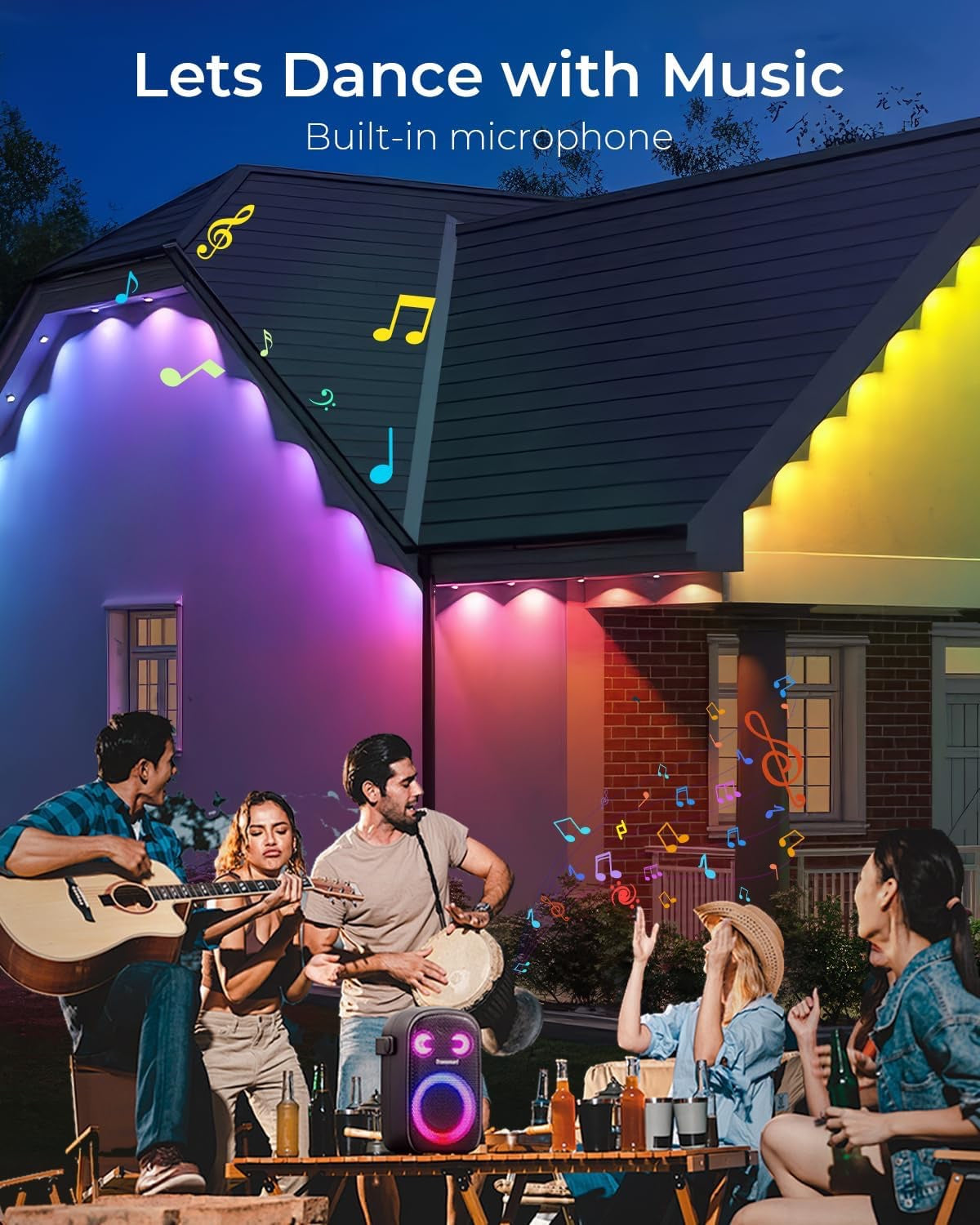 CINOTON Permanent Outdoor Lights 100ft, Smart RGBW+IC Eaves Lights with 60LEDs, IP67 Waterproof, 111 Scene Modes for Daily and Festival, Halloween Christmas... Size:100ft