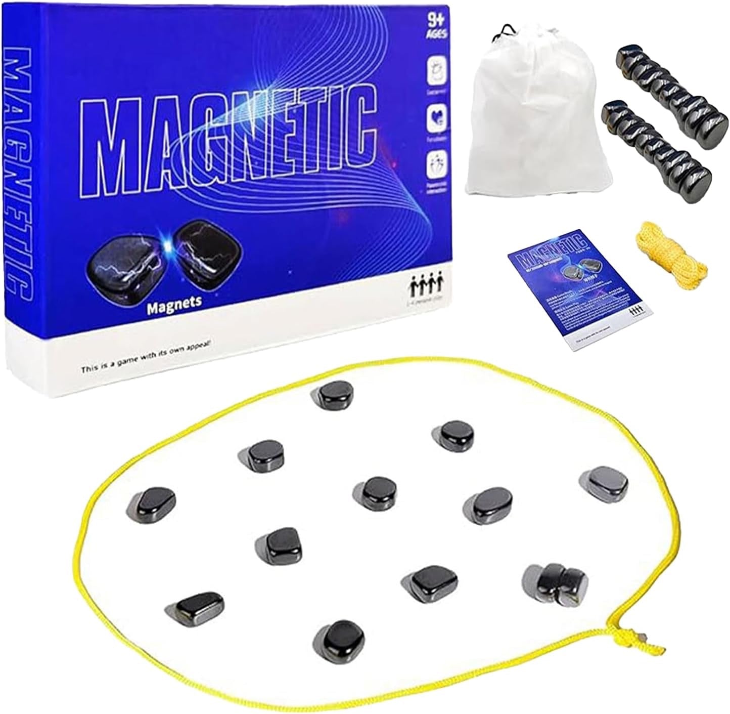 Magnetic Chess Game,Magnetic Chess with String - Portable Intellectual Battle & Strategy Board Game for Family Game Night | Fun Educational Gift (Blue)