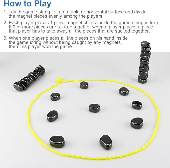 Magnetic Chess Game,Magnetic Chess with String - Portable Intellectual Battle & Strategy Board Game for Family Game Night | Fun Educational Gift (Blue)