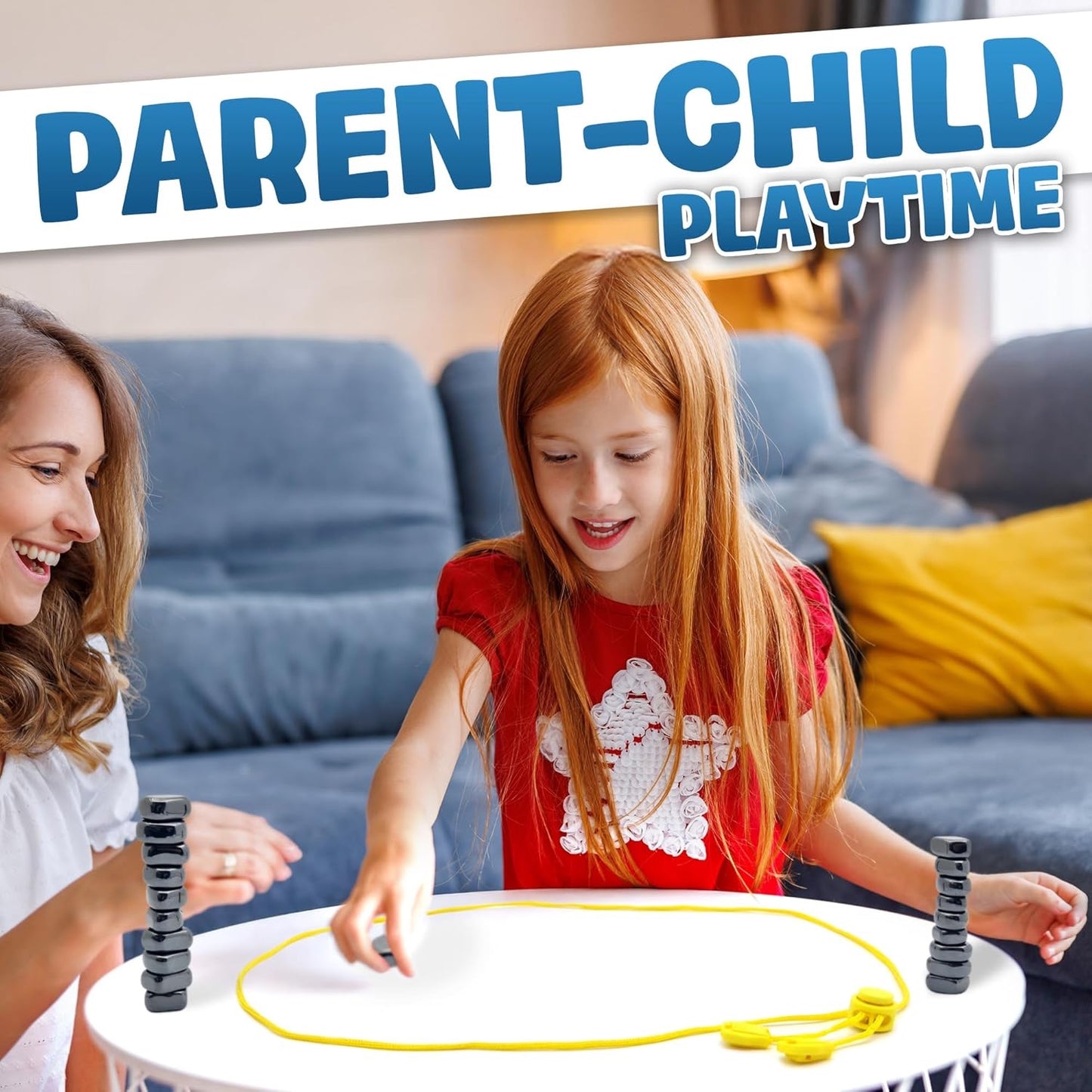 Upgraded (Multi-Level) Magnet Chess Game with String & Stones - Clear & Simple Instructions | Premium Set with 20 Larger & Stronger Stones, Adjustable Rope, 2 Dice & Travel Pouch | for Kids & Adults