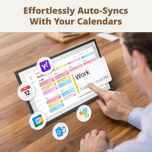 Dragon Touch 15.6 Inch Digital Calendar Wall - 1920 x 1080 FHD Electronic Wall Calendar Family Planner with 32GB Memory and Wall Mount, Touchscreen Intelligent Desk Calendar, Black