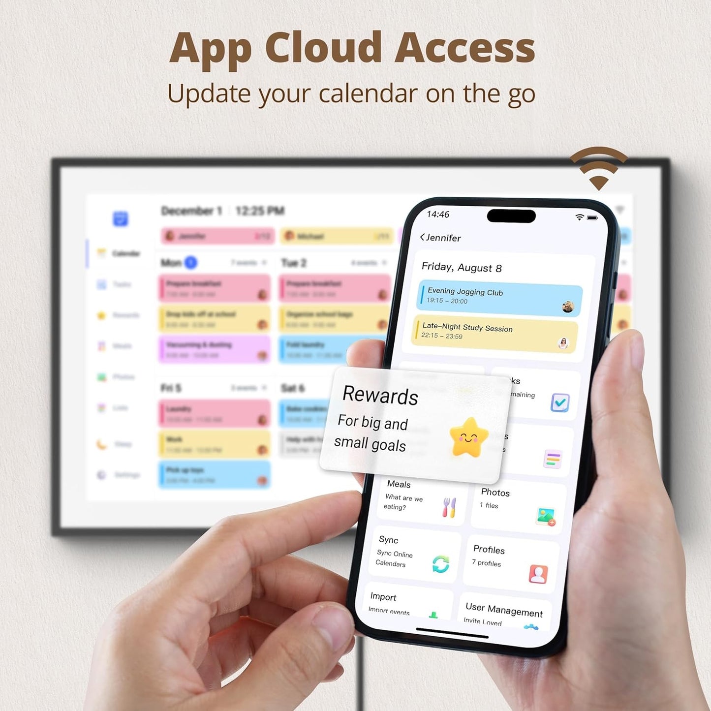 Dragon Touch 15.6 Inch Digital Calendar Wall - 1920 x 1080 FHD Electronic Wall Calendar Family Planner with 32GB Memory and Wall Mount, Touchscreen Intelligent Desk Calendar, Black