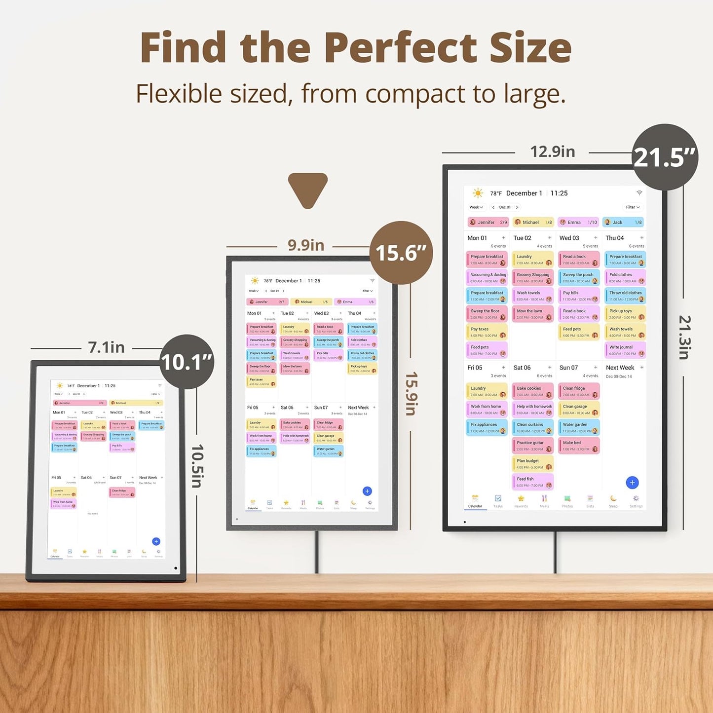 Dragon Touch 15.6 Inch Digital Calendar Wall - 1920 x 1080 FHD Electronic Wall Calendar Family Planner with 32GB Memory and Wall Mount, Touchscreen Intelligent Desk Calendar, Black