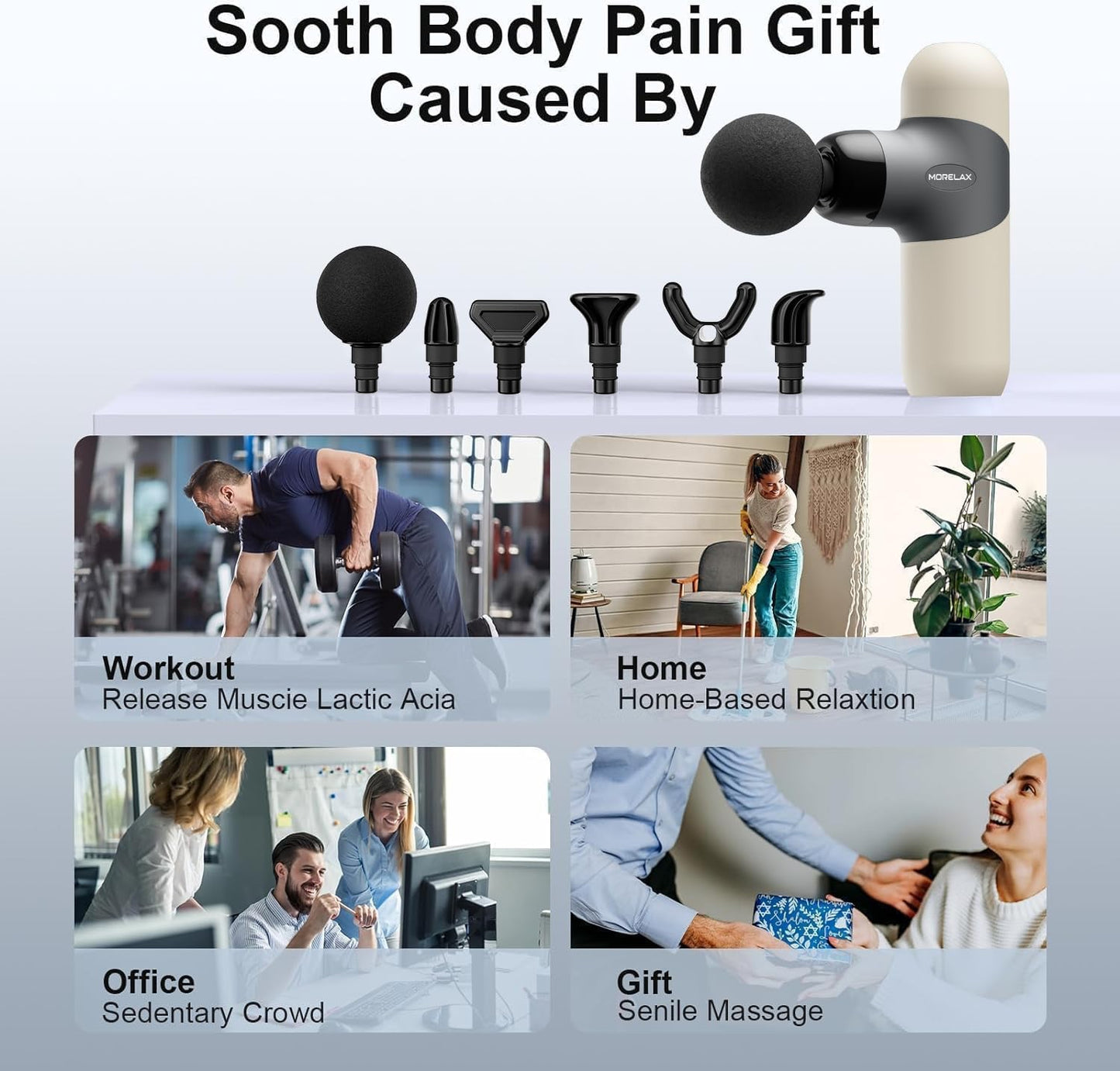 Massage Gun, Muscle Percussion Massager with 30 Speeds, Quiet Hand Massager, with LCD Touchscreen, 10 Heads, for Shoulders, Body, Back, Relaxation