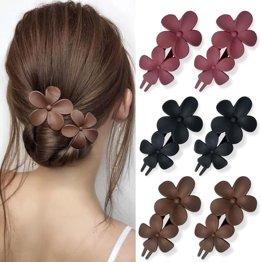 6 Pieces Flower Hair Clips French Style Hair Clips for All Hair Types Non Slip Elegant Accessories for Women and Girls