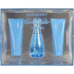 Cool Water by Davidoff EDT SPRAY 3.4 OZ & BODY LOTION 2.5 OZ & SHOWER BREEZE 2.5 OZ for WOMEN