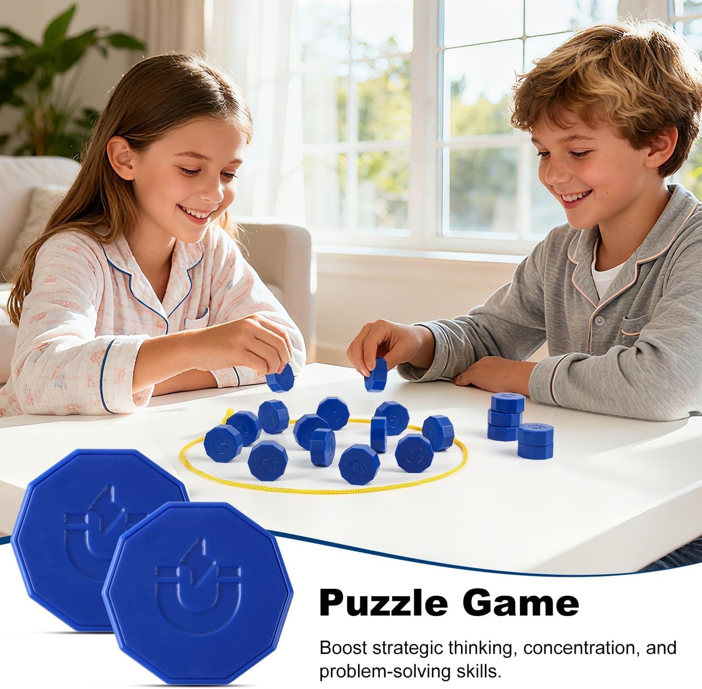 Magnetic Chess Game with 28 Full-Size Stones, Magnet Game with 3 String & Portable Storage Bag, Strategy Board Game for Family Game Night, Indoor Outdoor Use for Kids Adults (Age 9+)