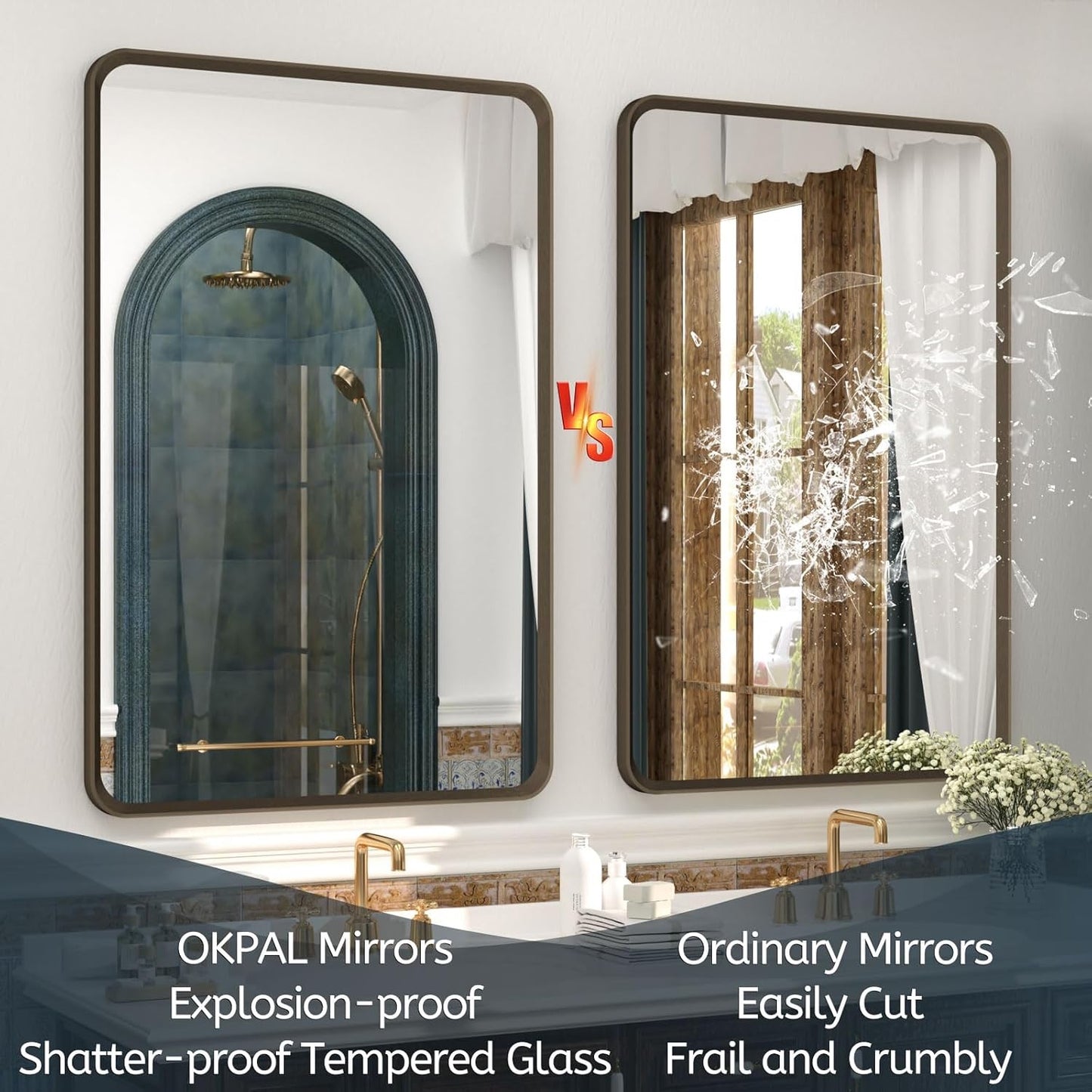 OKPAL 44x30 Bronze Bathroom Mirror